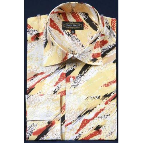 Daniel Ellissa Mustard Fancy Polyester Shirt With Button Cuff FSS1411
